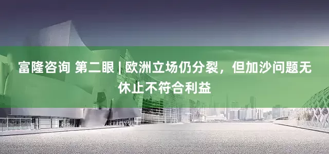 富隆咨询 第二眼 | 欧洲立场仍分裂，但加沙问题无休止不符合利益
